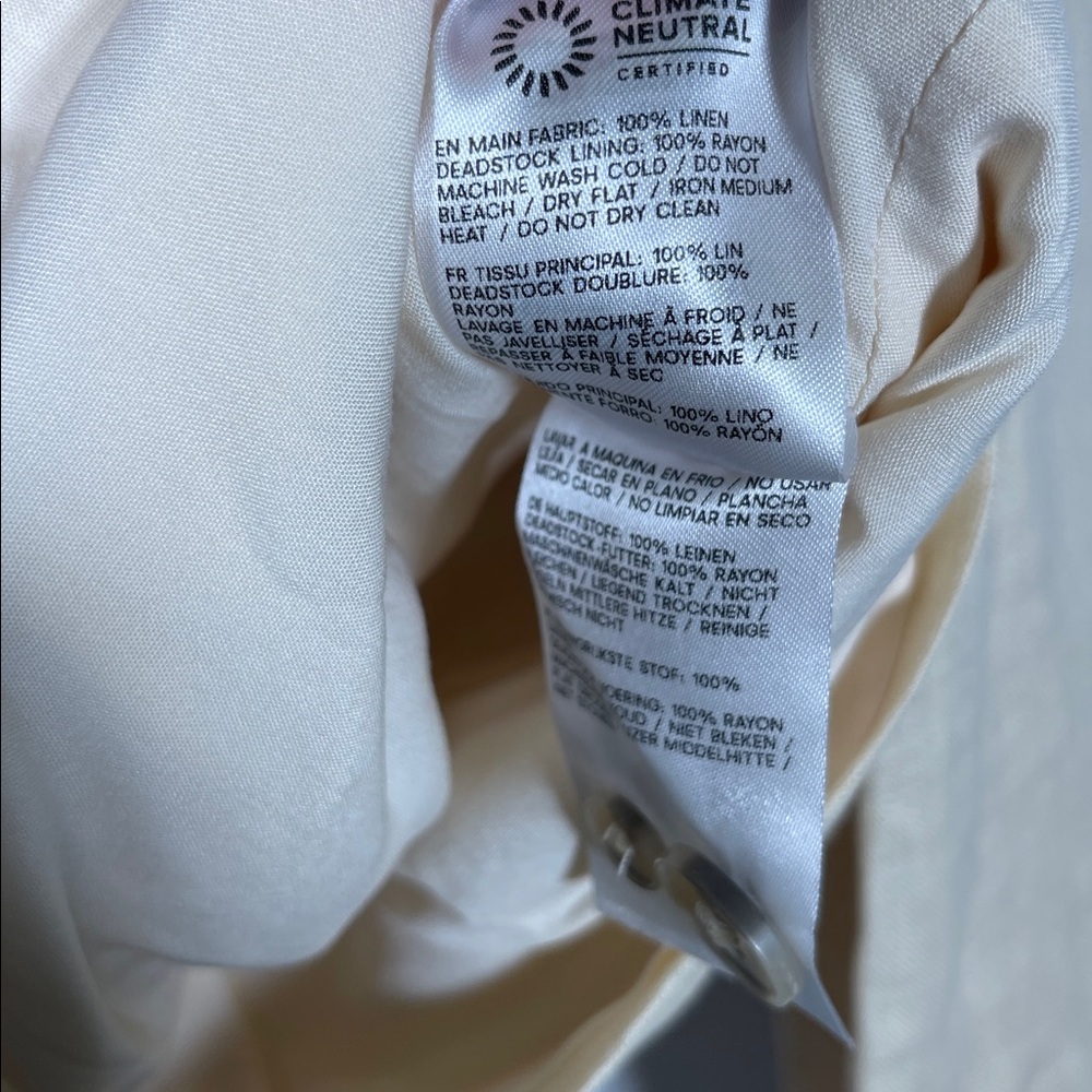 REFORMATION WOMENS ASHTON 100% LINEN JACKET CREAM 6 NEW WITH TAGS - Picture 6 of 9